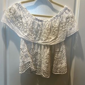 BCBG MAXAZRIA white off the shoulder top